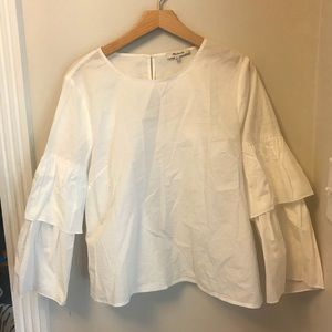 Madewell white puffy bell sleeve top